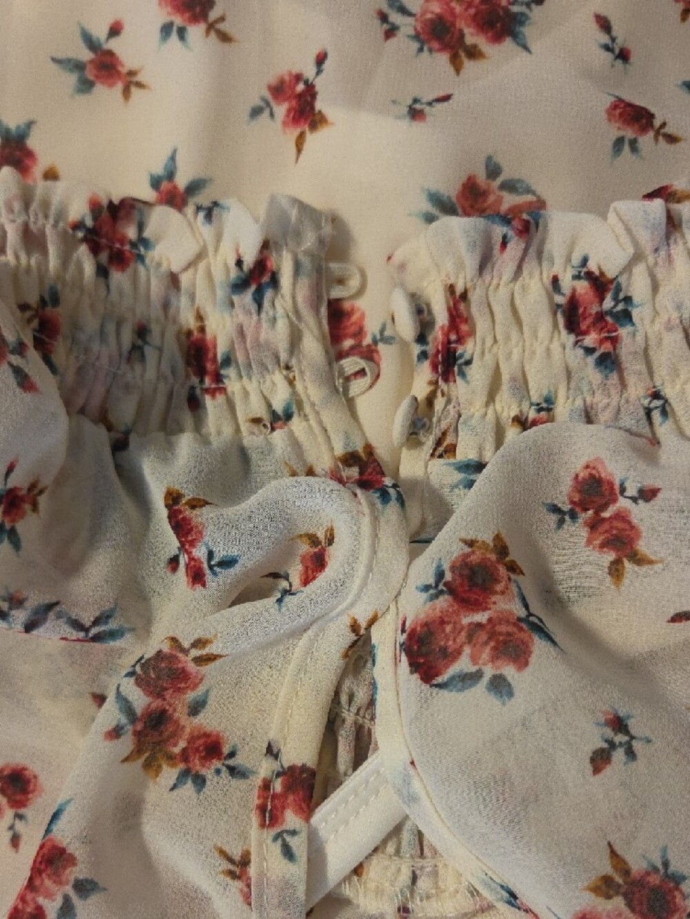 torrid Cream Dress with Red and Teal Floral Print, High Neck. Torrid Size 0 - Picture 3 of 3